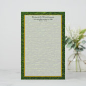 Monogram Groen Staal Brick Fine Lined Stationery Briefpapier (Staand voorkant)
