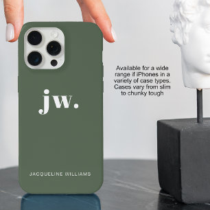Monogram Groen Stijlvol Modern Minimalistisch iPhone 15 Pro Max Case