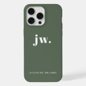 Monogram Groen Stijlvol Modern Minimalistisch iPhone Hoesje (Achterkant)