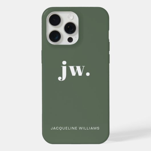 Monogram Groen Stijlvol Modern Minimalistisch iPhone Hoesje (Achterkant)