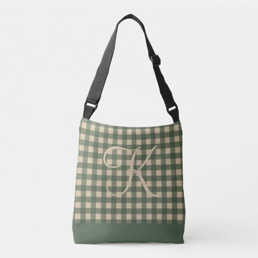 Monogram Groen Tan Buffalo Pset Rustisch Land Crossbody Tas (Voorkant)