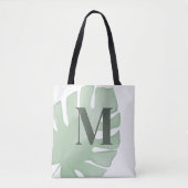 Monogram groen tropisch palmblad op maat tote bag (Voorkant)