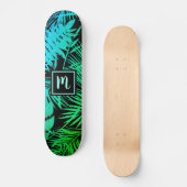 Monogram groen turquoise ombre bladpatroon cool persoonlijk skateboard (Voorkant)