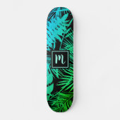 Monogram groen turquoise ombre bladpatroon cool persoonlijk skateboard (Voorkant)