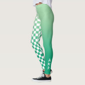 Monogram Groen verloop Wit Geruit Patroon Leggings (Links)