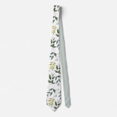 Monogram Groen Waterverfpatroon met Bladeren Stropdas (Voorkant)