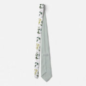 Monogram Groen Waterverfpatroon met Bladeren Stropdas (Achterkant)