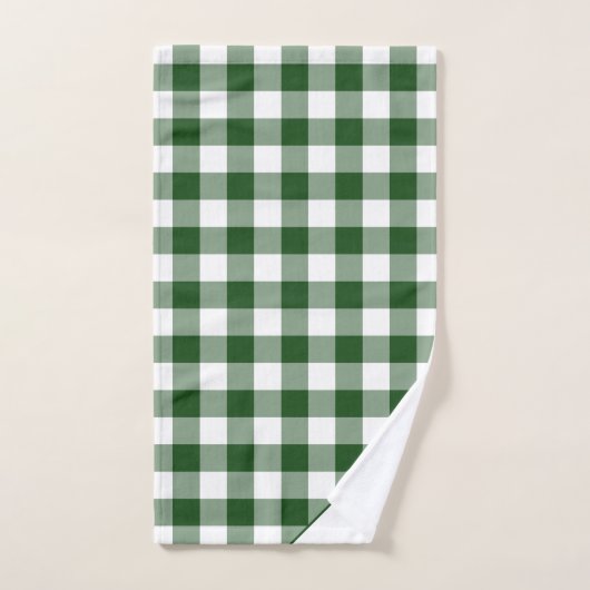 Monogram groen wit buffel geruite patroon bad handdoek (Handdoek)