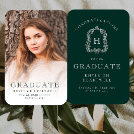 Monogram Groen Wit Foto Afstuderen Handwaaier