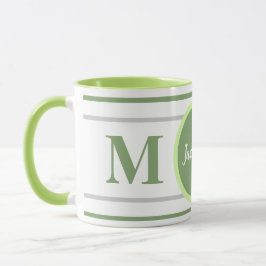 Monogram Groen Wit Naam Mok