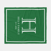 Monogram Groen Wit Trouwkoppels Namen Fleece Deken (Voorkant (Horizontaal))
