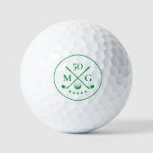 Monogram Groene 40e 50e 60 Verjaardag Golf Modern Golfballen (Voorkant)