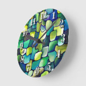 Monogram Groene Abstracte Tegels Groene Waterverf Ronde Klok (Hoek)