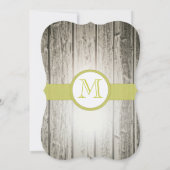 Monogram Groene Accenten Rustieke Schuur Houten Br Kaart (Achterkant)