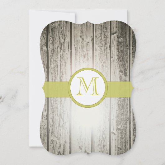 Monogram Groene Accenten Rustieke Schuur Houten Br Kaart (Achterkant)