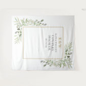 Monogram Groene Achtergrond voor Koppel Bruisparty Wandkleed (Voorkant (horizontaal))