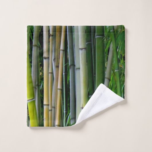 Monogram | Groene Bamboe Forest Botanical Earthy Bad Handdoek (Wasdoekje)