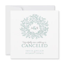 Monogram groene bladeren trouwfeest geannuleerd