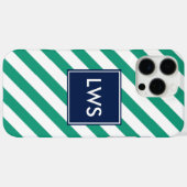 Monogram groene blauwe diagonale strepen Case-Mate iPhone case (Achterkant (horizontaal))