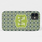 Monogram Groene Bloemen Patroon Case-Mate iPhone Case (Achterkant (horizontaal))