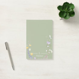 Monogram Groene Bloemen Vlinder Botanische Cottage Post-it® Notes