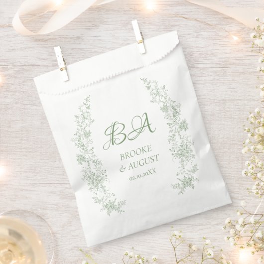  Monogram Groene Bloementuin Trouwen Bedankzakje (Geknipt)