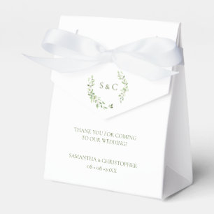 Monogram Groene botanische bladeren Custom Wedding Bedankdoosjes