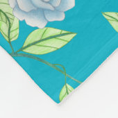Monogram Groene Bow Ribbon en Blauwe Rozen Fleece Deken (Hoek)