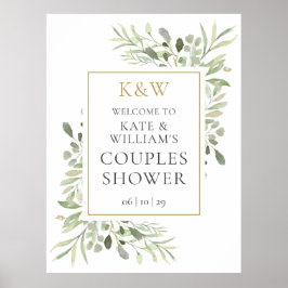 Monogram Groene Bruiloftsborrel Welkomstbord Poster