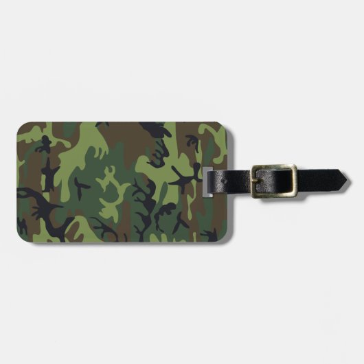 Monogram Groene Bruine Zwarte Camo Camouflage Bagagelabel (Voorkant horizontaal)