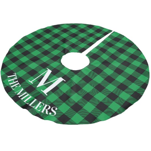 Monogram groene buffelfamilie kerstboom rok (Gekanteld)