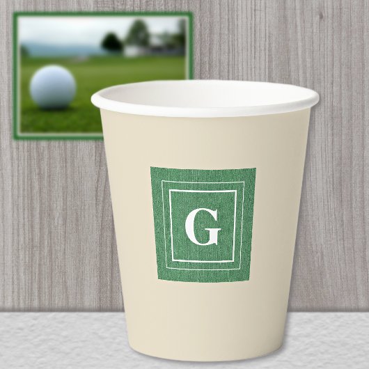 Monogram, groene denimprint 8oz papieren bekers