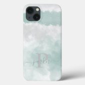 Monogram Groene Elegante Waterverf Case-Mate iPhone Case (Achterkant)