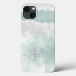 Monogram Groene Elegante Waterverf Case-Mate iPhone Case
