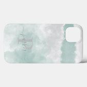 Monogram Groene Elegante Waterverf Case-Mate iPhone Case (Achterkant (horizontaal))