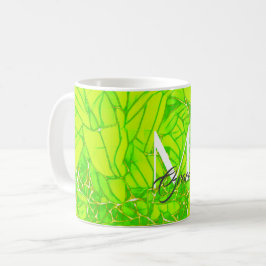 Monogram groene en faux gouden bloem koffiemok