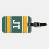 Monogram groene en gele sportstapes bagagelabel (Voorkant horizontaal)