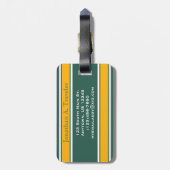 Monogram groene en gele sportstapes bagagelabel (Achterkant verticaal)