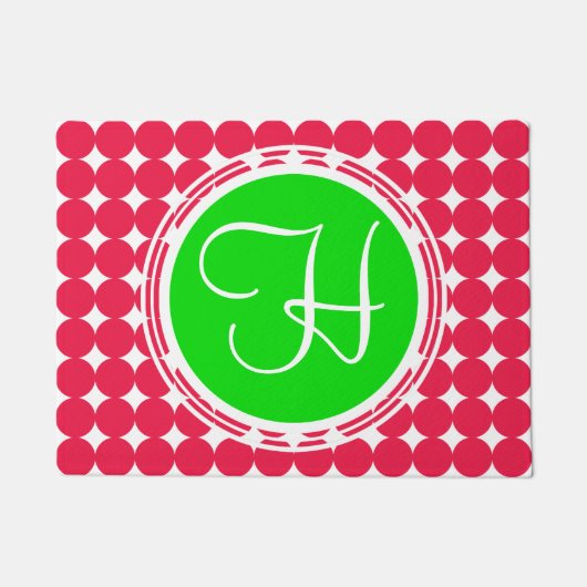 Monogram groene en rode pols deurmat (Voorkant)