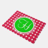 Monogram groene en rode pols deurmat (Schuin)