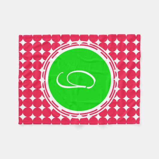 Monogram groene en rode pols fleece deken (Voorkant (Horizontaal))