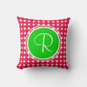 Monogram groene en rode pols kussen