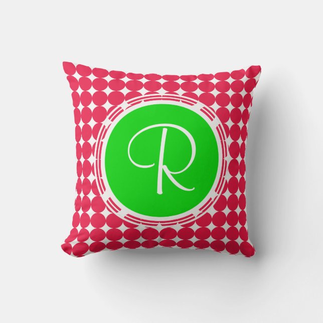 Monogram groene en rode pols kussen (Voorkant)