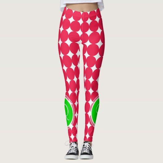 Monogram groene en rode pols leggings (Voorkant)