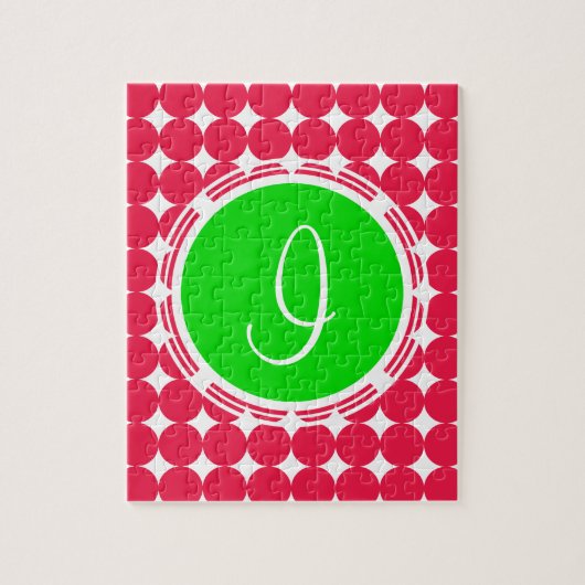 Monogram groene en rode pols legpuzzel (Verticaal)