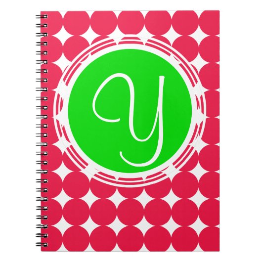 Monogram groene en rode pols notitieboek (Voorkant)