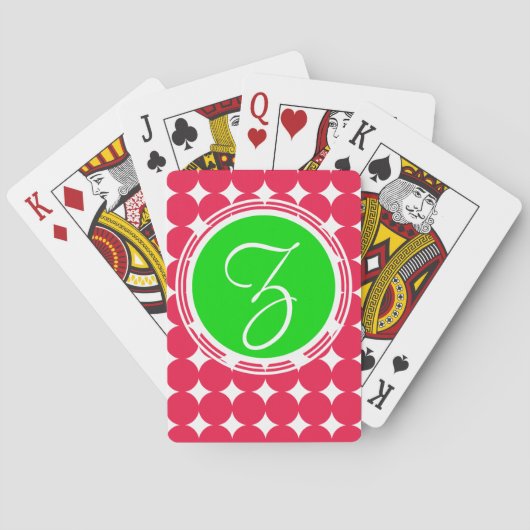 Monogram groene en rode pols pokerkaarten (Achterkant)