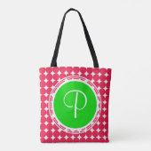 Monogram groene en rode pols tote bag (Achterkant)