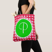 Monogram groene en rode pols tote bag (Dichtbij)