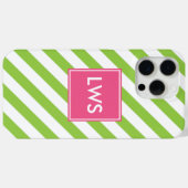 Monogram groene en roze diagonale strepen Case-Mate iPhone case (Achterkant (horizontaal))